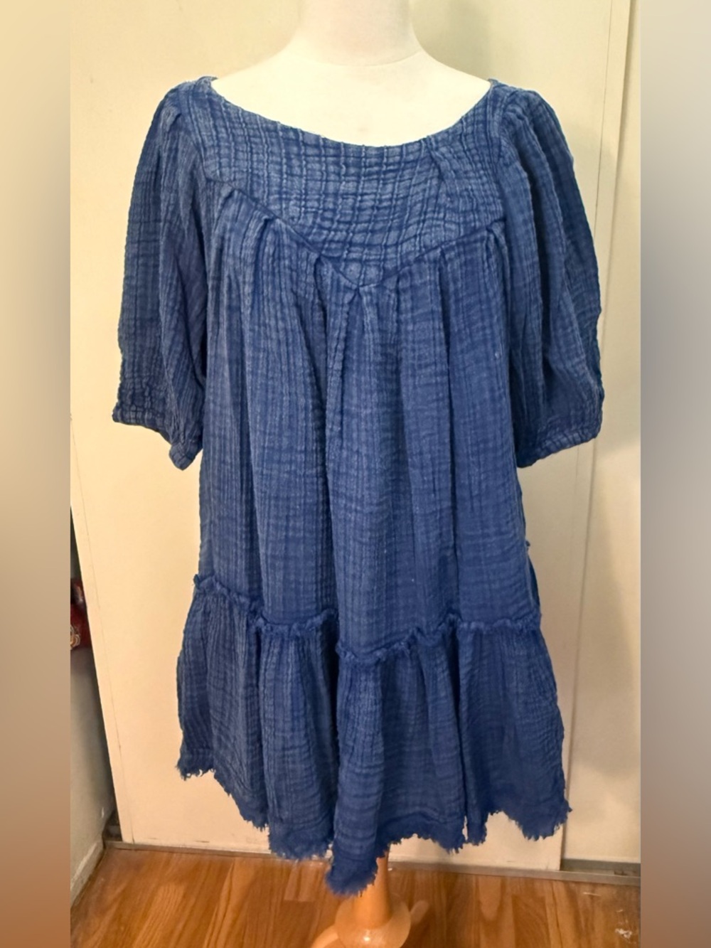 Free People Indigo Crinkle Gauze Tunic dress medium